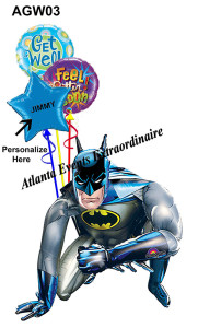 Batman themed Get Well Soon balloon bouquet
