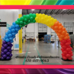 Amazon Pride rainbow balloon arch